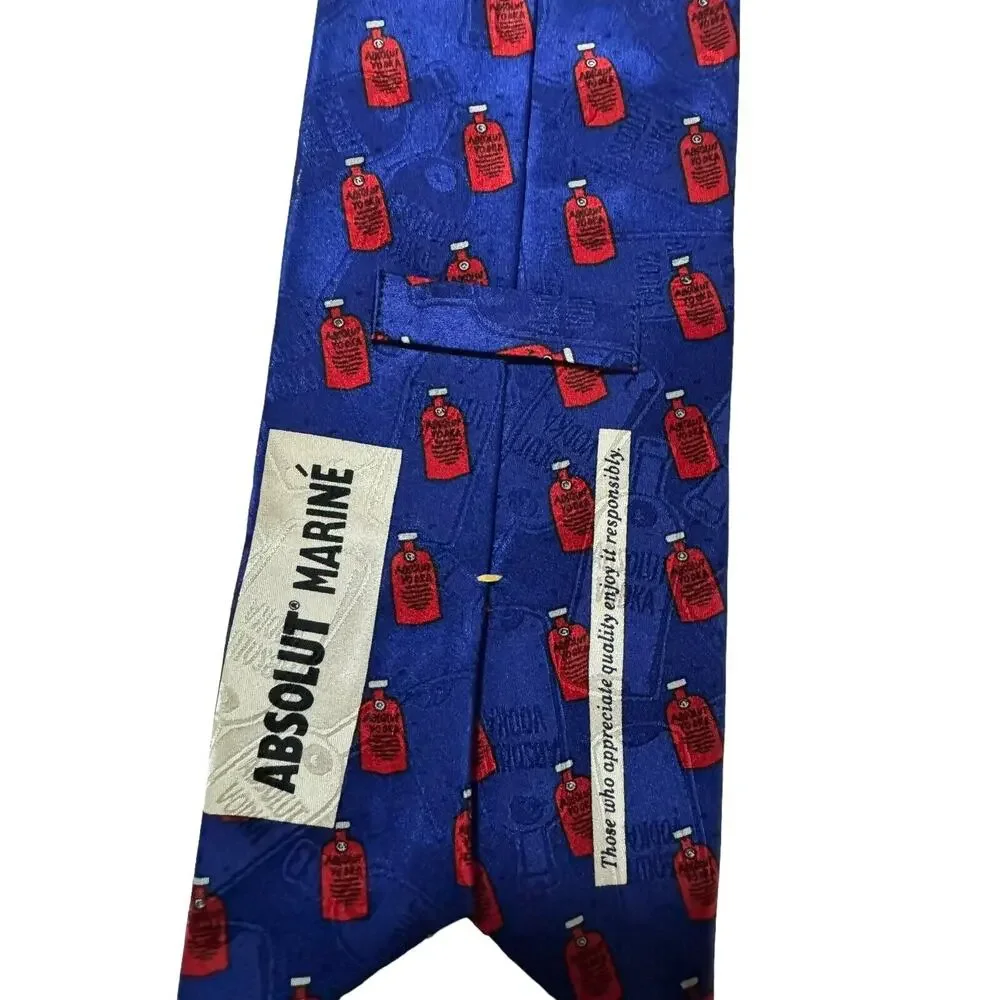 Absolut Marine Absolut Vodka Vintage Rare Novelty Necktie 100% Silk